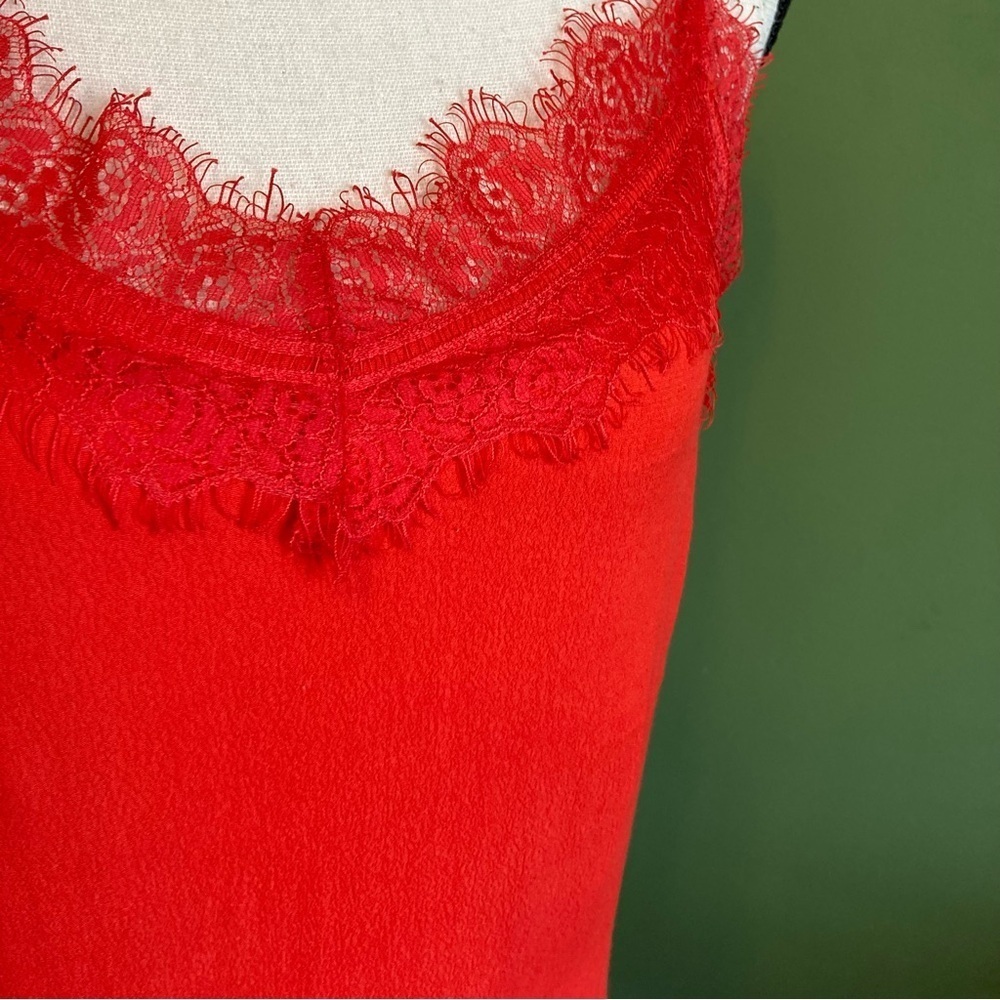Red Lace Trim Cami Top - Picture 6 of 8